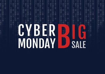 Cyber Monday Sale with code in the background