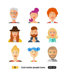 Stylish handsome characters avatars people icons in modern flat design vector 