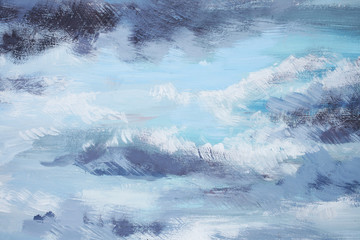 blue sky painted with gouache
