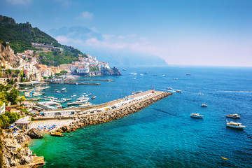 Mediterranean sea of Amalfitan coast - obrazy, fototapety, plakaty