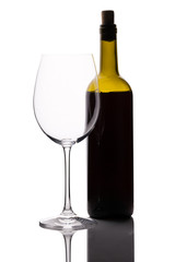 Red Wine Bottle with Glass