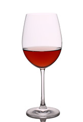 Glass of red wine on white 