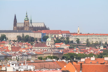 Aerial view of the Old Town and Saint Vitus's Cathedral  in Prague, Czech Republic