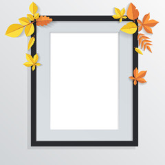 Autumn vector frame wirth autumn dried orange colored leaves. Useful graphics in vector Eps 10