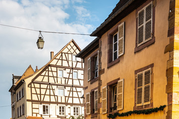 Fototapeta na wymiar Antique building view in Old Town Colmar, Alsace, France