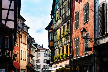 Street view of downtown in Colmar, Alsace, France