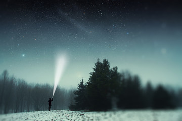 winter night in the park. Elements of this image furnished by NASA