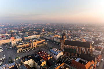 Krakow Market Square, Aerial sunrise