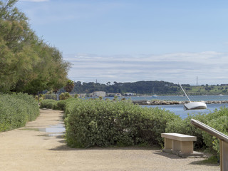 Fototapeta premium Le square Bordes, chemin de balade le long des plages de la presqu'île de Balaruc-les-Bains