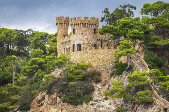 Castle in Lloret de Mar. Castell d'en Plaja, Costa Brava, Spain