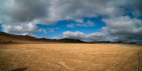 Rocks desert in a hot springs area Hverir