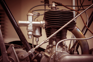 details vintage steam motorcycle
