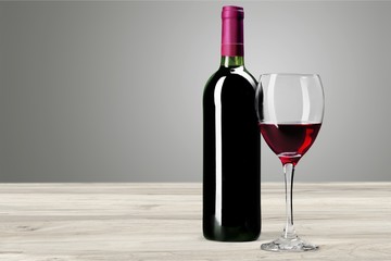 Bottle and Glass of Red Wine