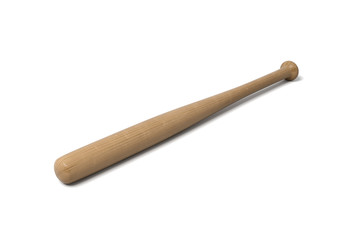 3d rendering of a single wooden baseball bat with polish finishing isolated on a white background.