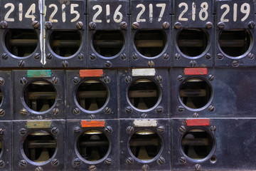 Close-up of Antique Telephone Switchboard