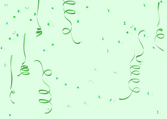 green ribbon and confetti 