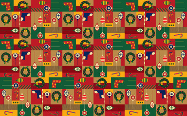 クリスマスのラッピング。包装紙。壁紙。