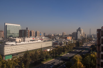 Obraz premium Panoramic of Santiago de Chile in las Condes, view of Parque Arauco luxury mall