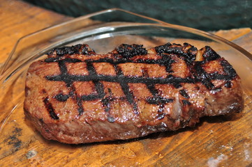 Striploin steak grilled