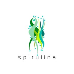 Illustration of superfood algae - spirulina in flat style. Isolated organic healthy food