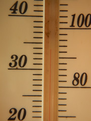 Termometer showing 34C degree