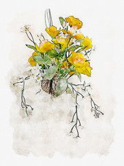 Illustration of watercolor yellow flower