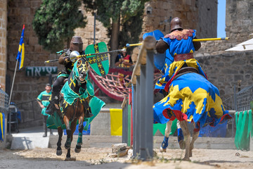 Knights fights in the old crusader fortress in old Acre