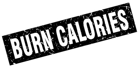 square grunge black burn calories stamp