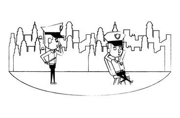 Cops in the city sketch