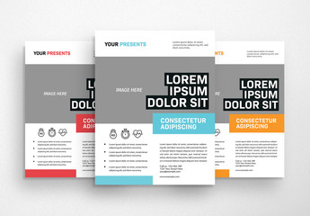 Templates De Design Graphique Et D Animation Sur Le Thème Sain Flyer Layout In Three Colors