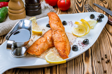 Salmon steak on the grill