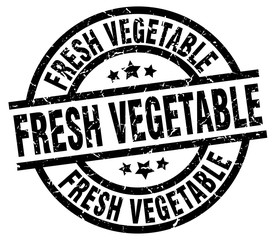 fresh vegetable round grunge black stamp