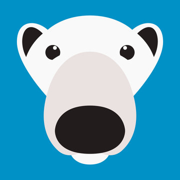  polar bear face  vector illustration flat style  front  