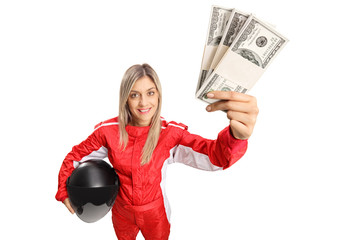 Female racer with money bundles © Ljupco Smokovski