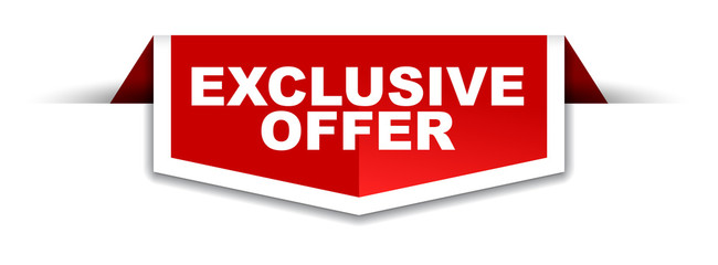 red and white banner exclusive offer