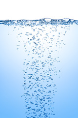 Naklejka na ściany i meble splashing water with underwater bubbles