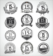 Retro vintage anniversary badges and labels collection 