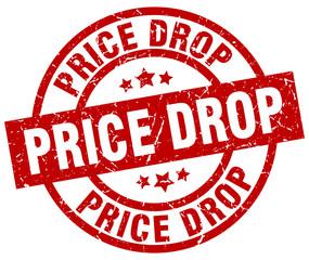 price drop round red grunge stamp