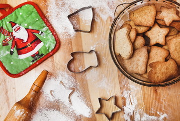 cooking homemade Christmas cookies shapes star gloves