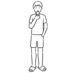 vector set of man eating ice cream