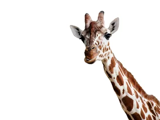 Deurstickers Giraf Giraf die in de camera kijkt, sluit omhoog