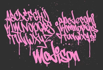 Deurstickers Marker Graffiti Font handwritten Typography vector illustration © rosovskyi