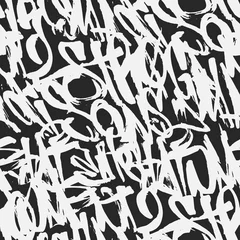 Behang Vector graffiti grunge tags naadloze patroon, print ontwerp. © rosovskyi