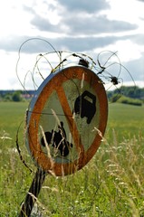 traffic sign in the fields