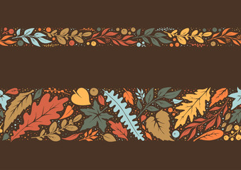 Autumn hand painted seamless borders