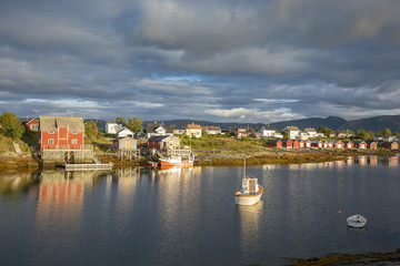 Fototapeta na wymiar Sunset in Salhus marina Nordland county in Northern Norway