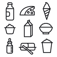 milk products icon set