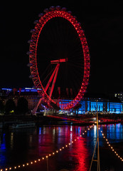 illuminated ferris wheel at night