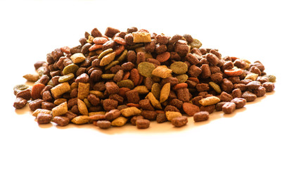 Animal food on a white background