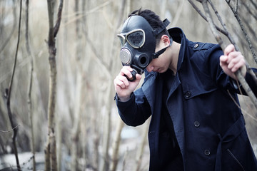 The guy in the coat and gas mask. Post-apocalyptic portrait of A